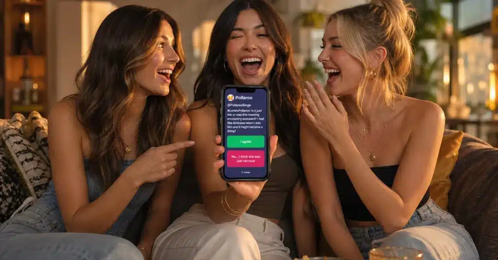 this or that questions friends laughing using Pollaroo app