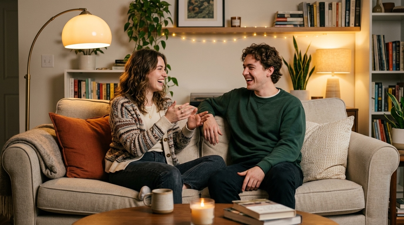 this or that questions for couples Pollaroo app cozy evening connection