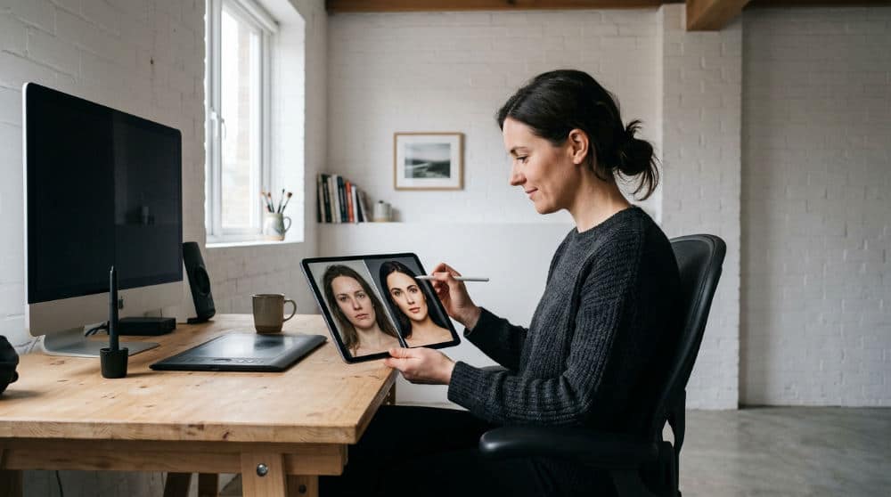 side by side photo editor view on tablet