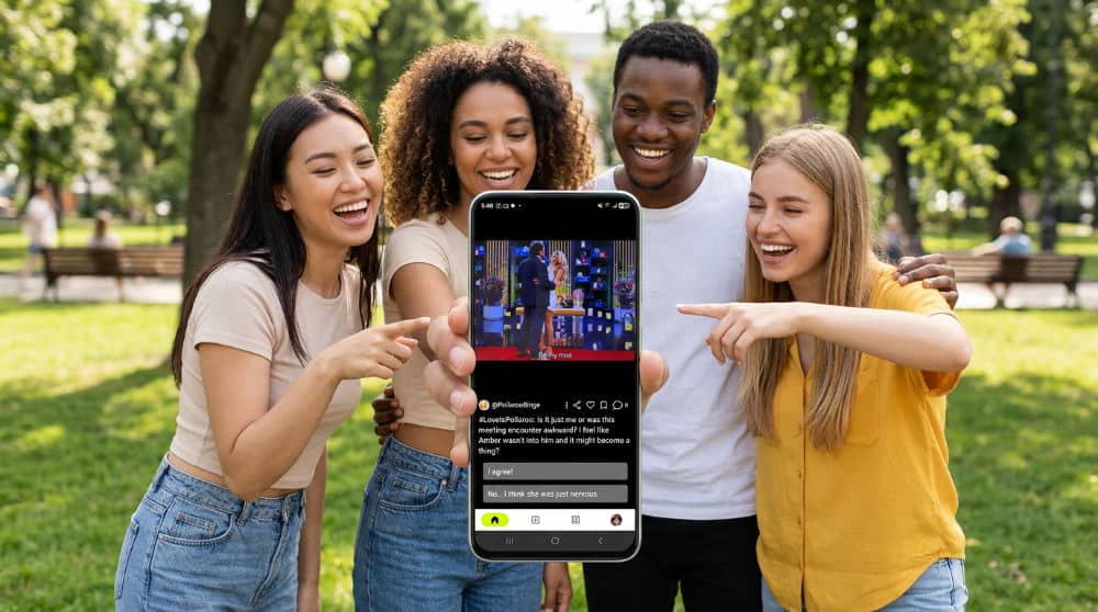 People interacting with photo polls on a smartphone