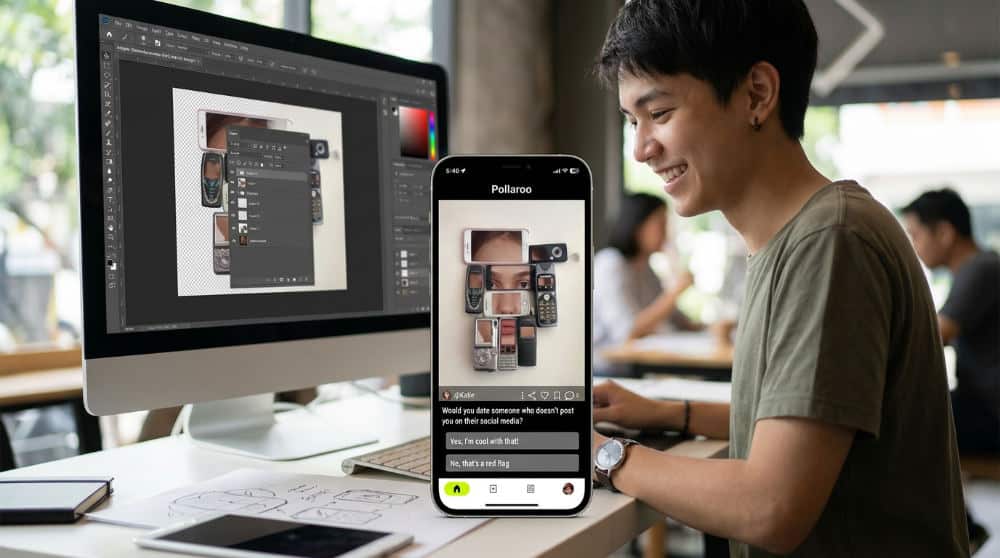 Professional design of social media pictures using layering techniques