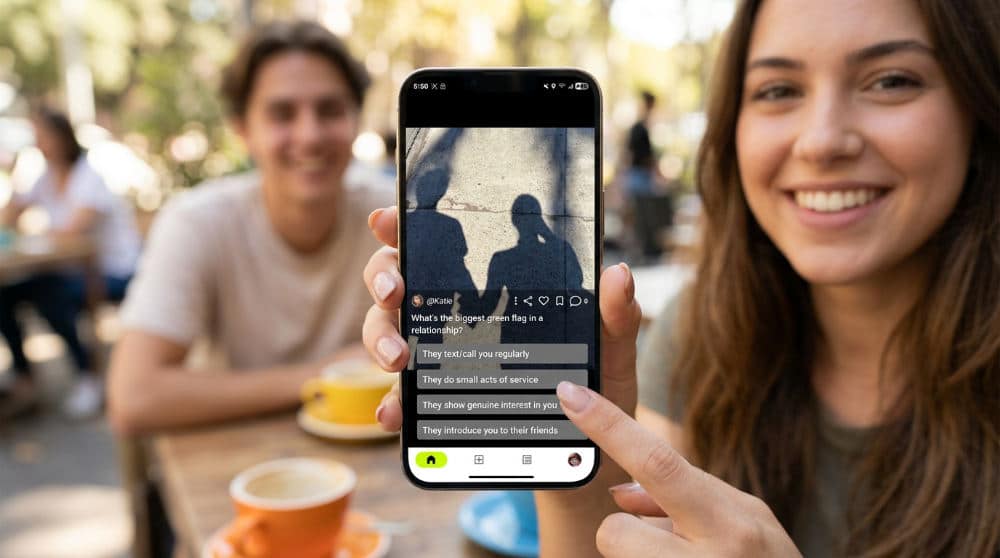 Interactive social polling interface on a mobile device