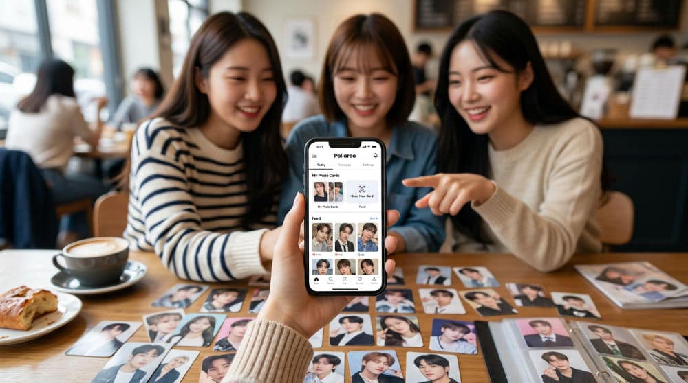kpop photo cards in practice